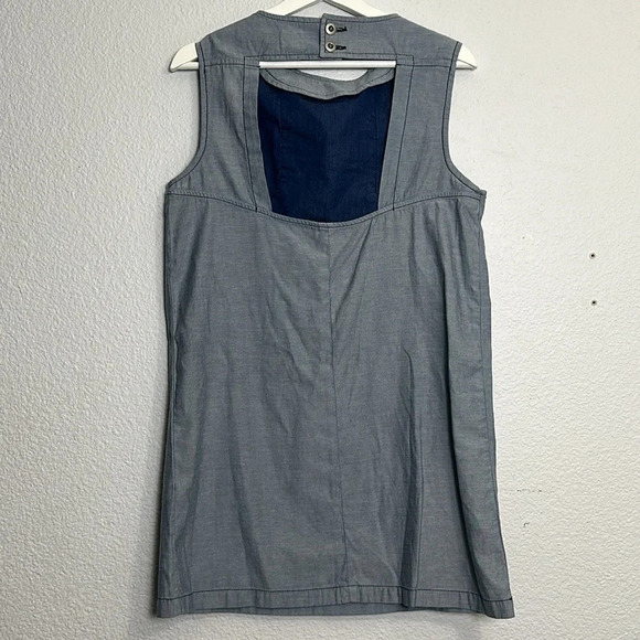 Asos Denim Chambray Patch Pocket Sleeveless Mini Dress Womens Size 6 - Picture 2 of 9
